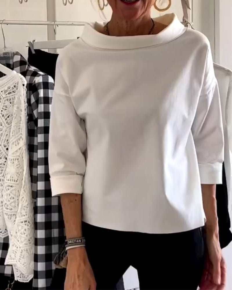 MEELANO Manda | Langærmet dametop med vandfaldsudskæring | Casual