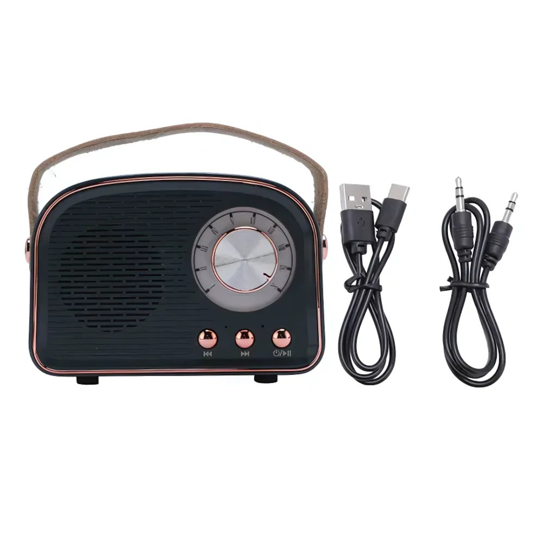 MEELANO SoundJoy – Retro Bluetooth Højttaler med FM-Radio & Moderne Lydkvalitet Sort