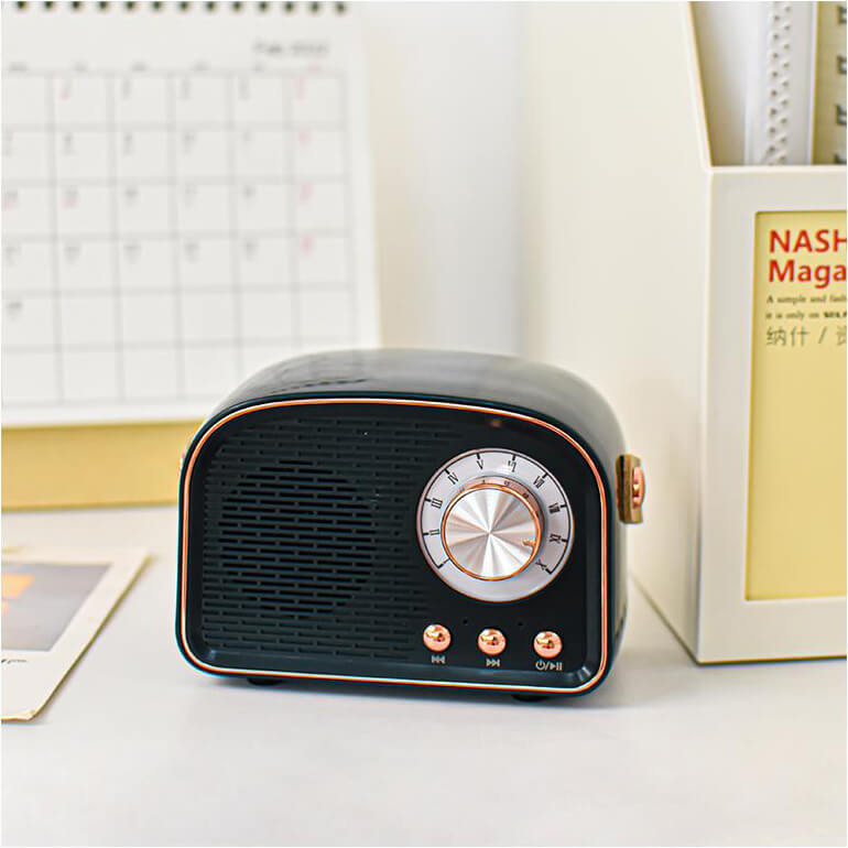 MEELANO SoundJoy – Retro Bluetooth Højttaler med FM-Radio & Moderne Lydkvalitet Mørkegrøn