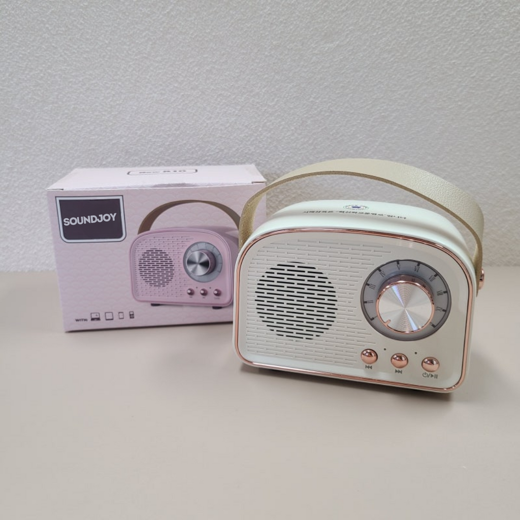 MEELANO SoundJoy – Retro Bluetooth Højttaler med FM-Radio & Moderne Lydkvalitet Hvid