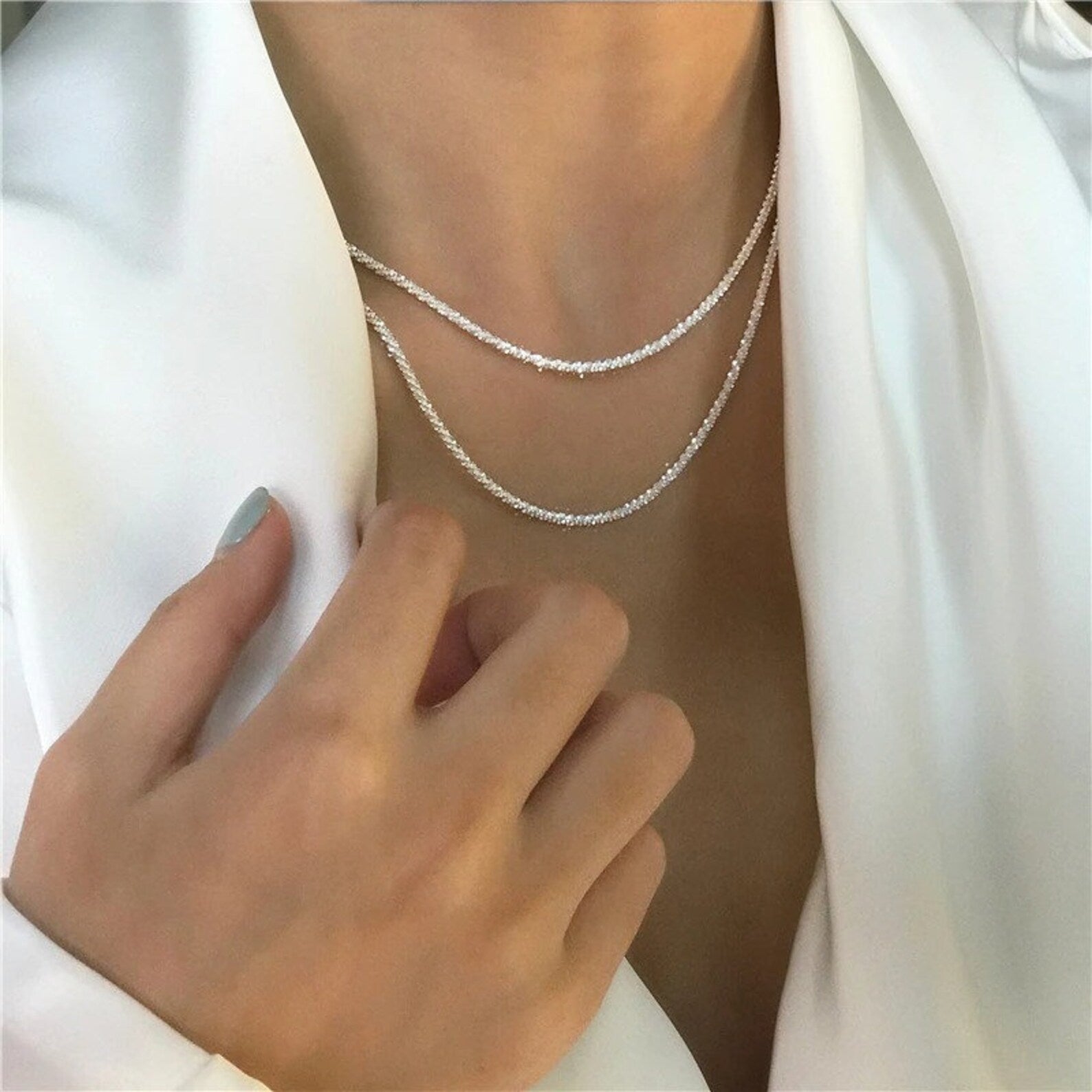 MEELANO Sølv Halskæder Sæt Til Hverdagslook Minimalistiske Smykker Default