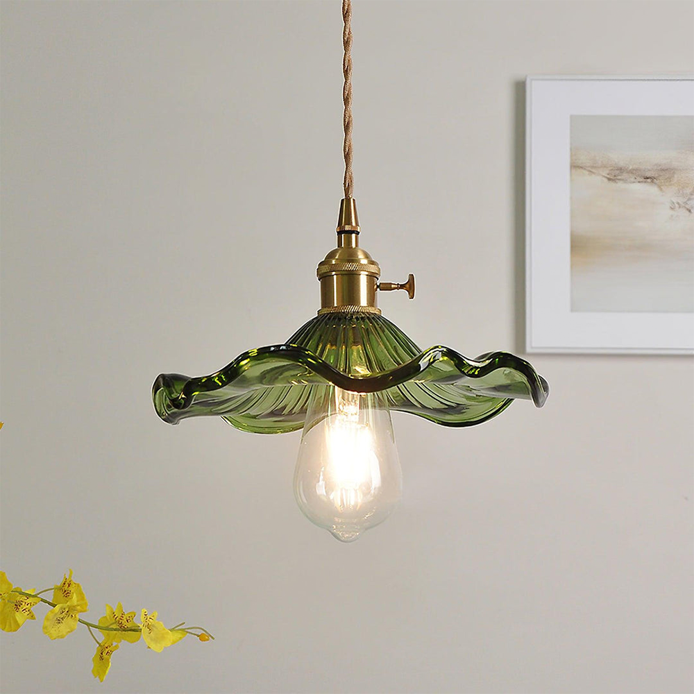 MEELANO Stilfuld hibiscusblomsterlampe Grøn D23 cm * H12 cm