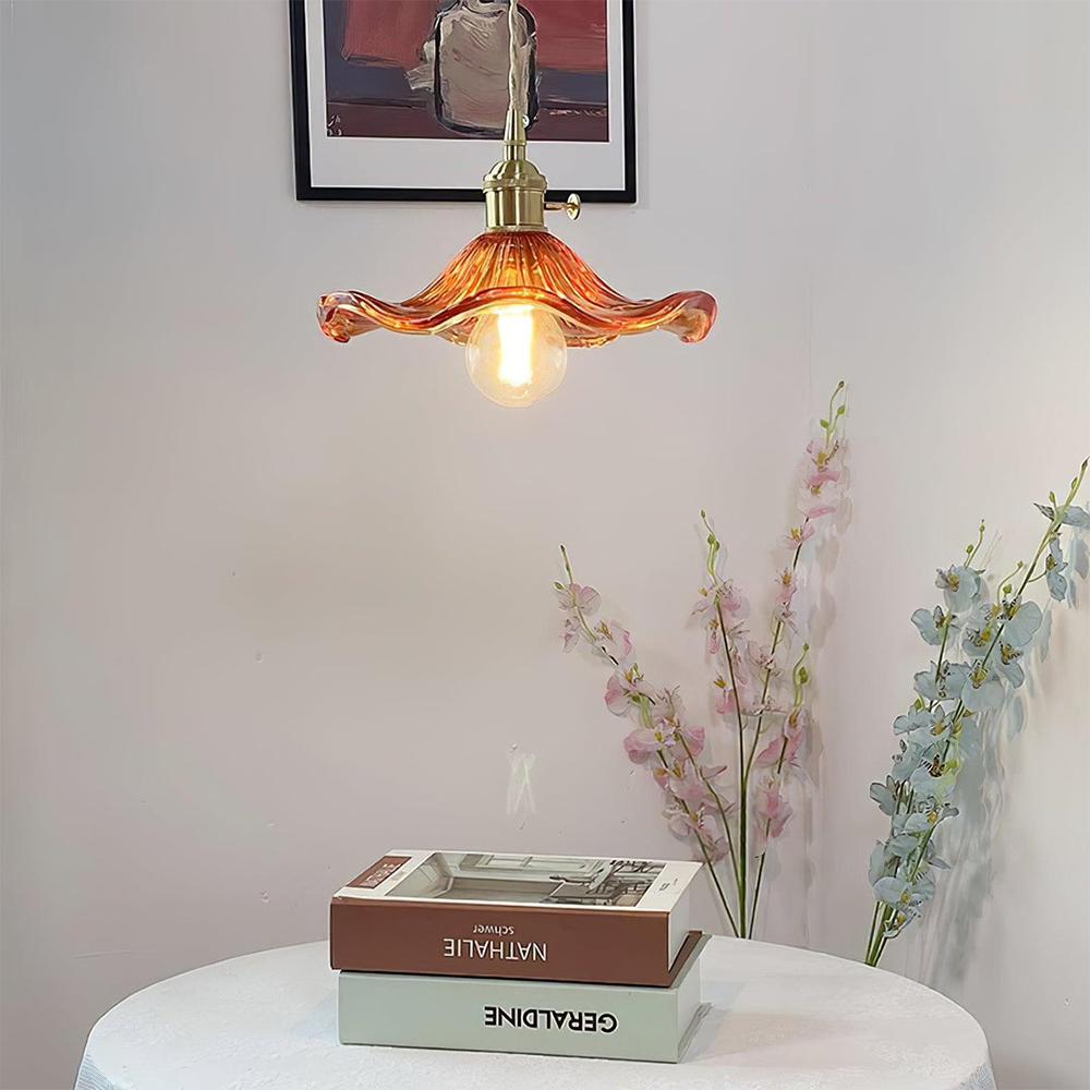 MEELANO Stilfuld hibiscusblomsterlampe Brun D23 cm * H12 cm