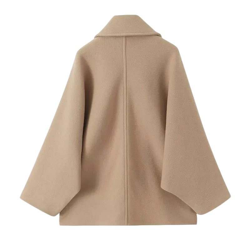 MEELANO Damer Overgangsjakke Beige Oversized Frakke Med Skrå Knaplukning