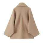 MEELANO Damer Overgangsjakke Beige Oversized Frakke Med Skrå Knaplukning