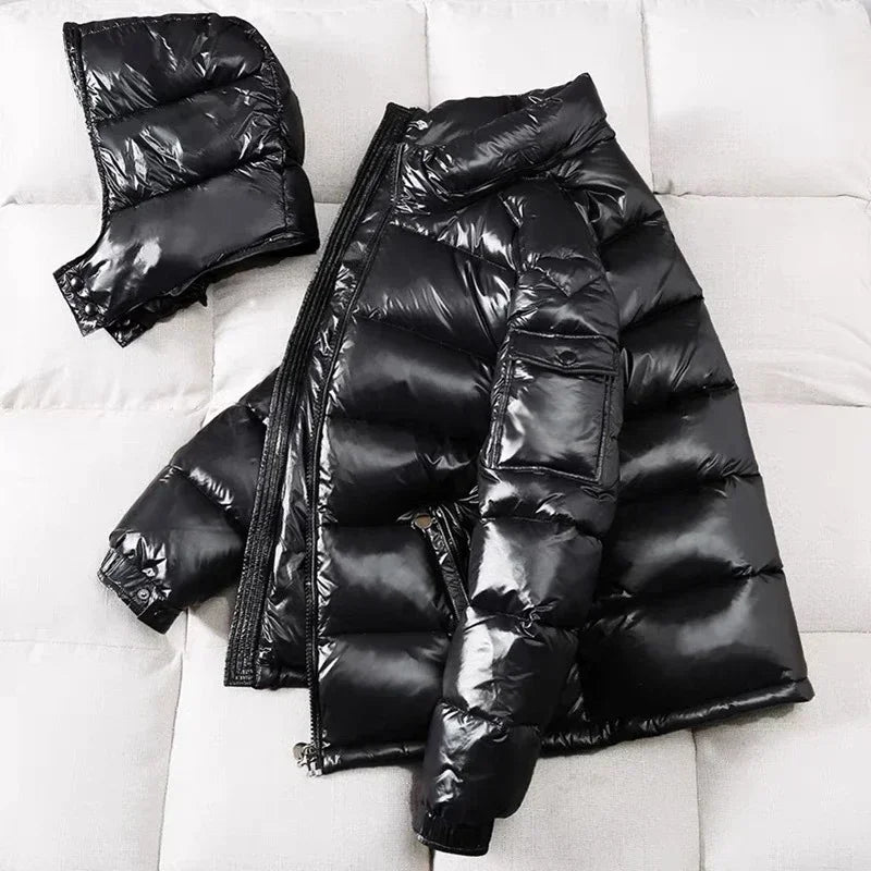 MEELANO Lette Varme Vinterjakke Med Glossy Puffer Finish Og Andedun