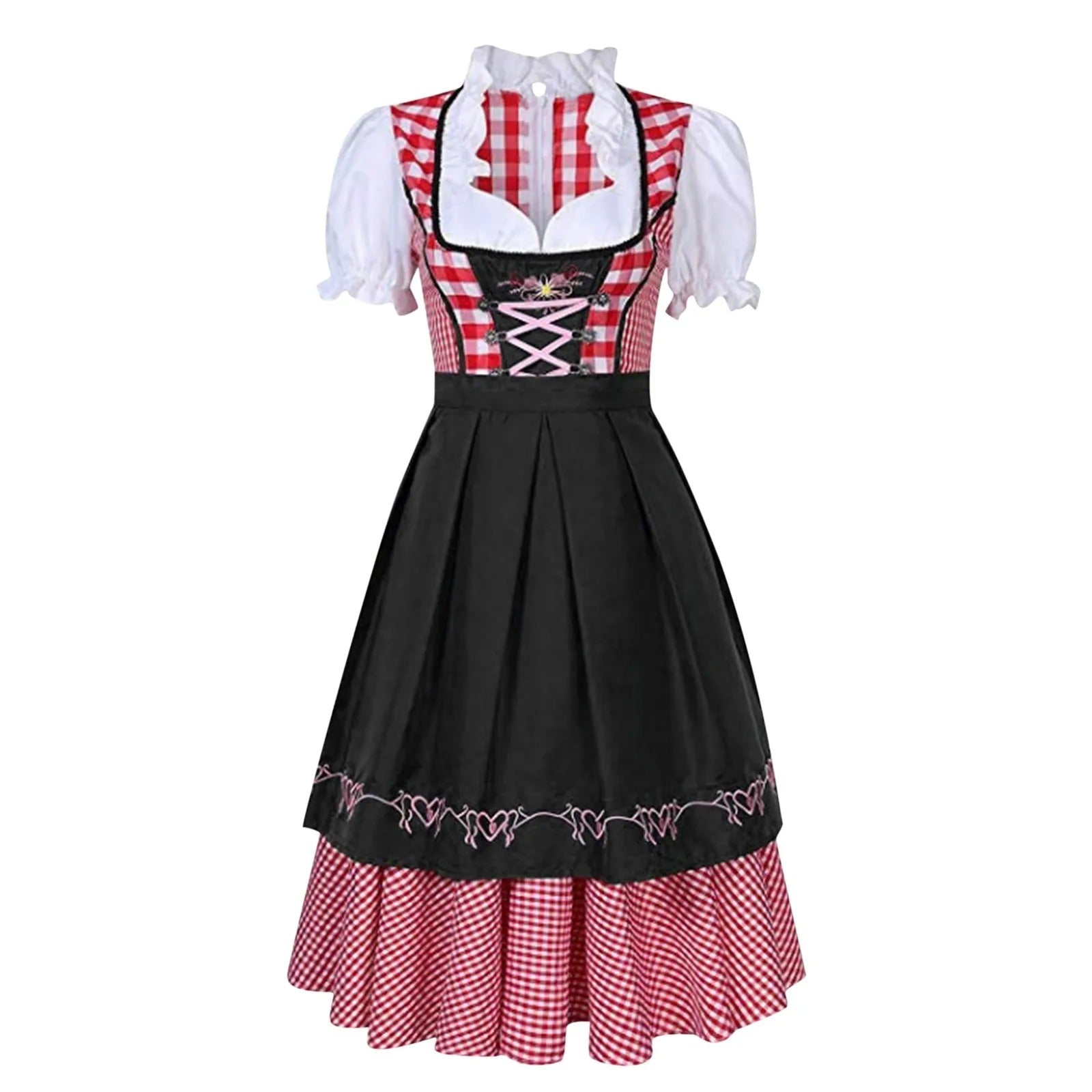 MEELANO Oktoberfest Dirndl Ternet Kjole Traditionel Bayersk Stil Til Fest Og Ølfestivaler Sort