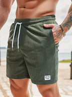 MEELANO Til Mænd Stribede Sommerbadeshorts Med Komfort Og Klassisk Stribet Mønster Armygrøn
