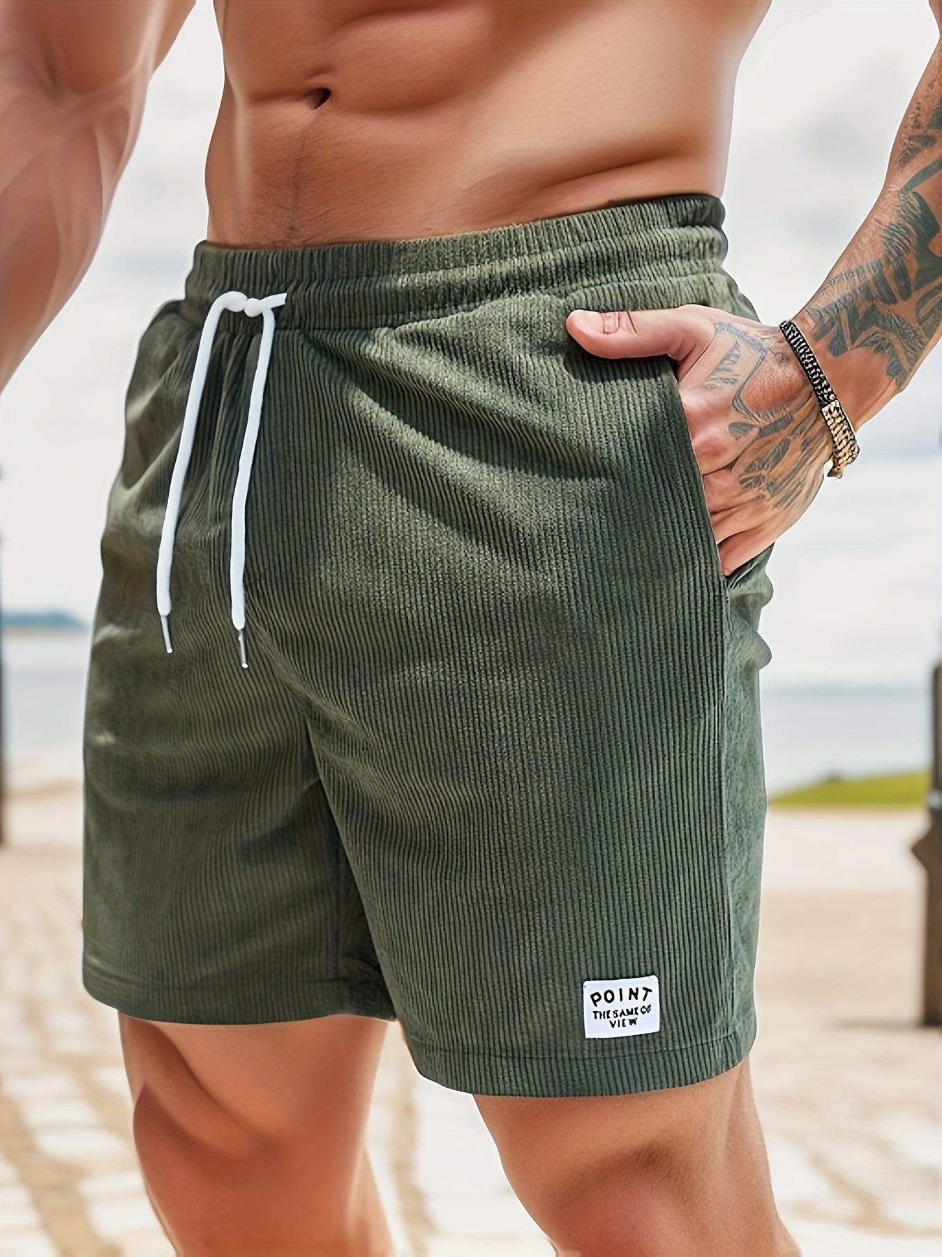 MEELANO Til Mænd Stribede Sommerbadeshorts Med Komfort Og Klassisk Stribet Mønster Armygrøn