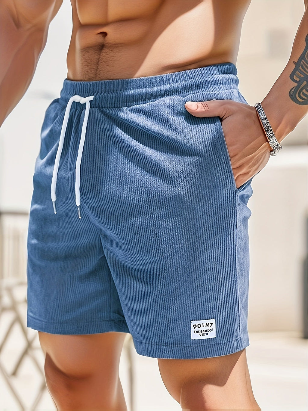 MEELANO Til Mænd Stribede Sommerbadeshorts Med Komfort Og Klassisk Stribet Mønster Blå