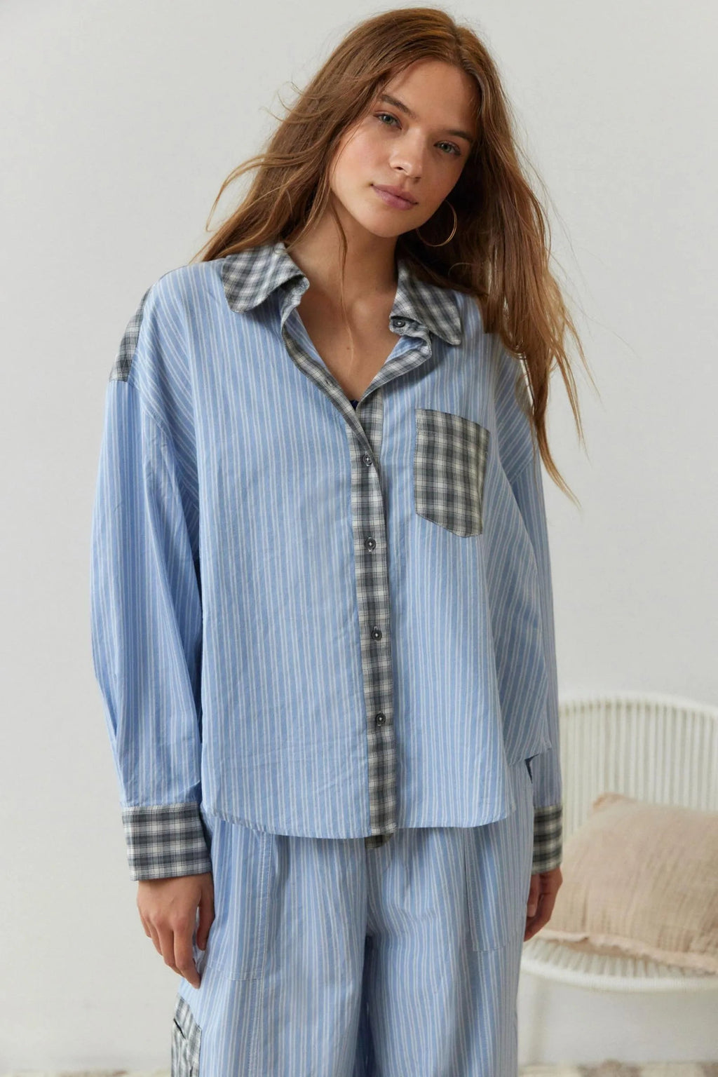 MEELANO Stribet Pyjamassæt til Kvinder – Todelt & Blødt Materiale Blå