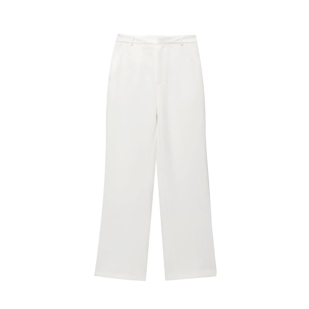 MEELANO Sommersæt Til Kvinder Slim Lapel Lynlås Top Og Vide Ben Bukser Sort