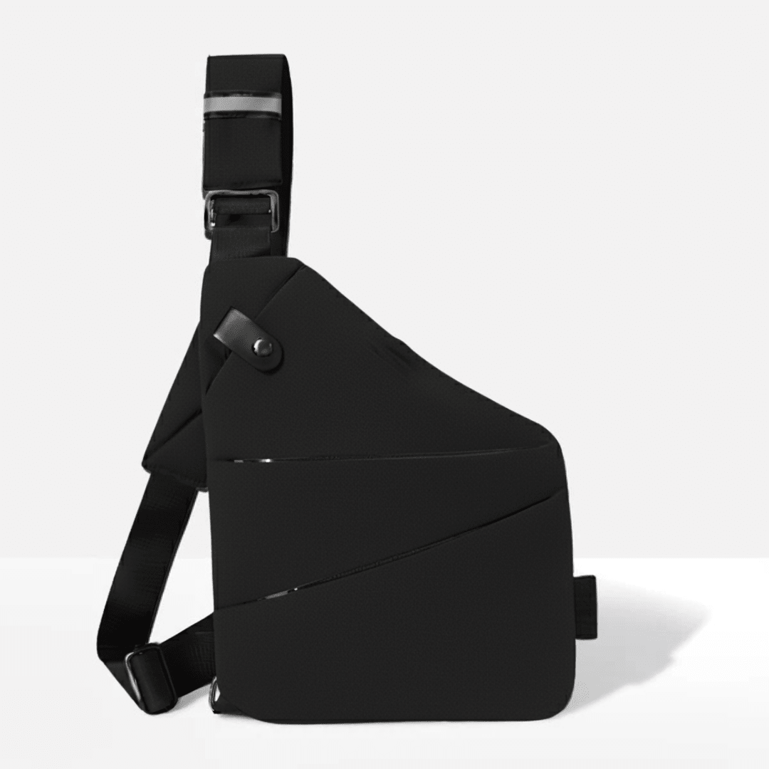 MEELANO Tyverisikker Crossbody Taske med RFID-lomme – Vandafvisende Rejsetaske, Venstre eller Højre Skulder, 15 Farver – Ranches Sort Venstrehåndet