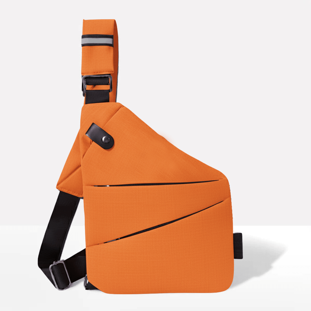MEELANO Tyverisikker Crossbody Taske med RFID-lomme – Vandafvisende Rejsetaske, Venstre eller Højre Skulder, 15 Farver – Ranches Orange Venstrehåndet