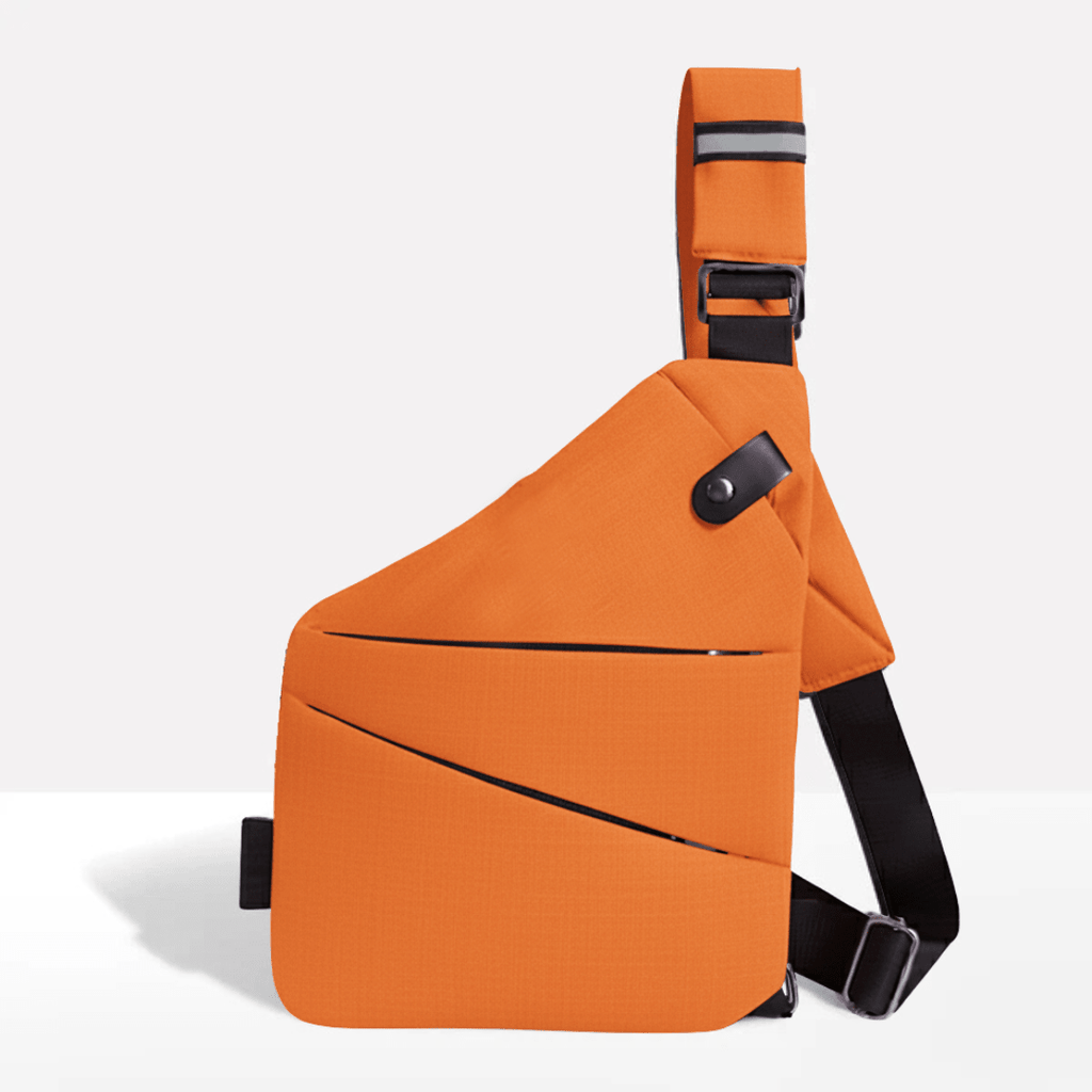 MEELANO Tyverisikker Crossbody Taske med RFID-lomme – Vandafvisende Rejsetaske, Venstre eller Højre Skulder, 15 Farver – Ranches Orange Højrehåndet