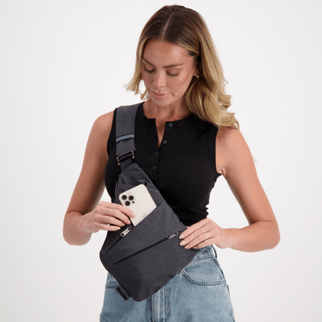 MEELANO Tyverisikker Crossbody Taske med RFID-lomme – Vandafvisende Rejsetaske, Venstre eller Højre Skulder, 15 Farver – Ranches
