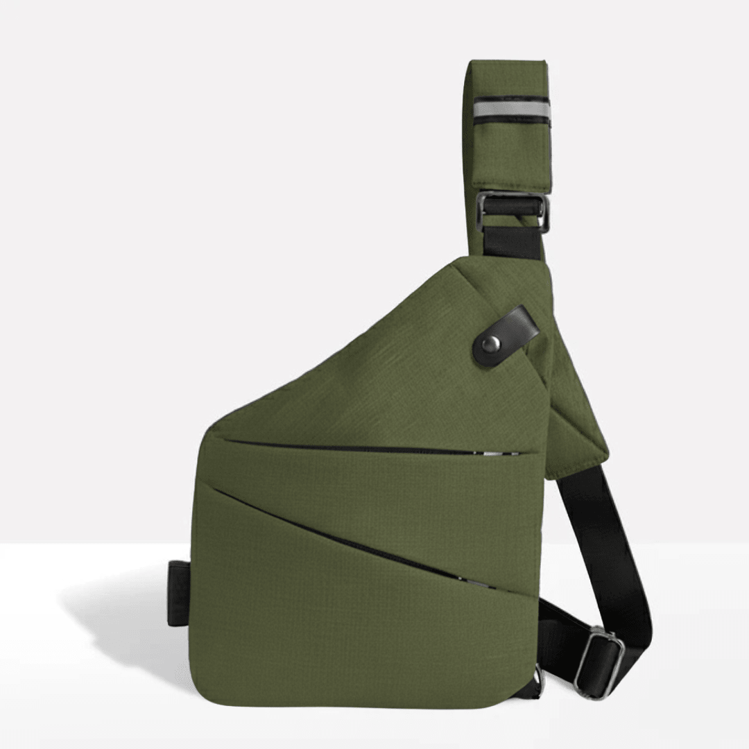 MEELANO Tyverisikker Crossbody Taske med RFID-lomme – Vandafvisende Rejsetaske, Venstre eller Højre Skulder, 15 Farver – Ranches Camouflagegrøn Højrehåndet