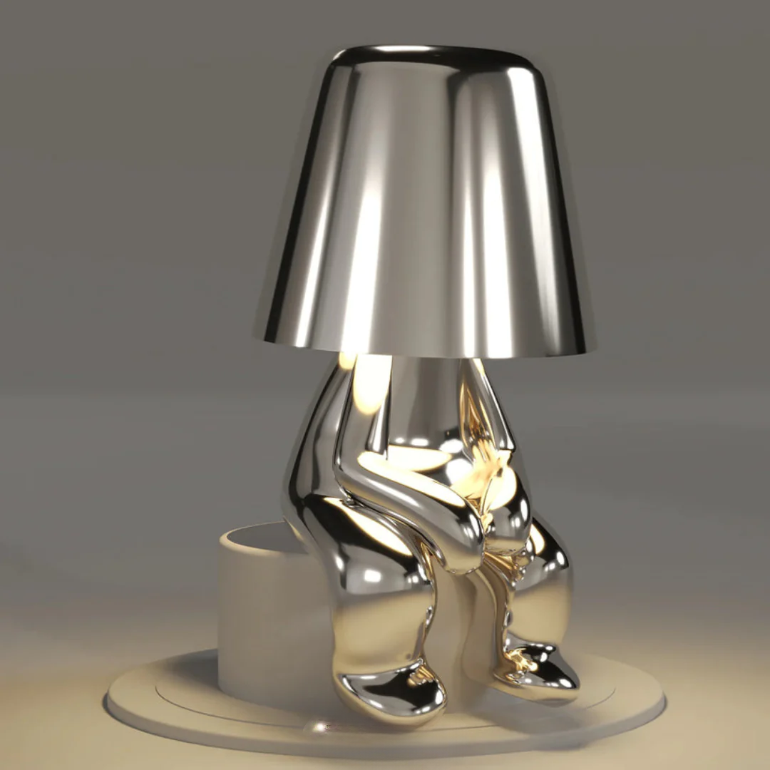 MEELANO Taavita Humanoid Lampe Til Stue Med Stil Og Charme Lys Sølv Venter