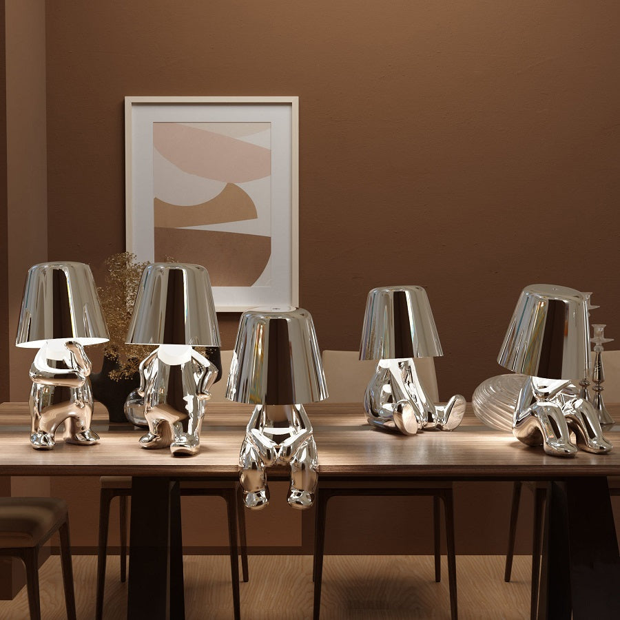 MEELANO Taavita Humanoid Lampe Til Stue Med Stil Og Charme Lys Sølv Komplet sæt med 5