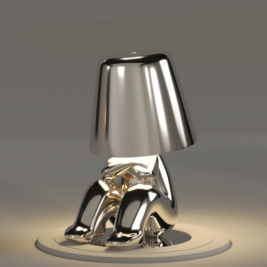 MEELANO Taavita Humanoid Lampe Til Stue Med Stil Og Charme Lys Sølv Gnaven