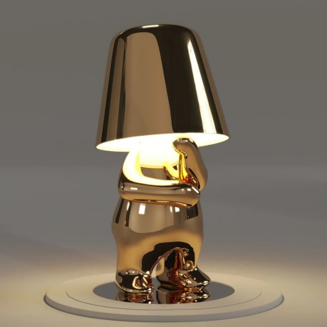 MEELANO Taavita Humanoid Lampe Til Stue Med Stil Og Charme Lys Guld Tankevækkende