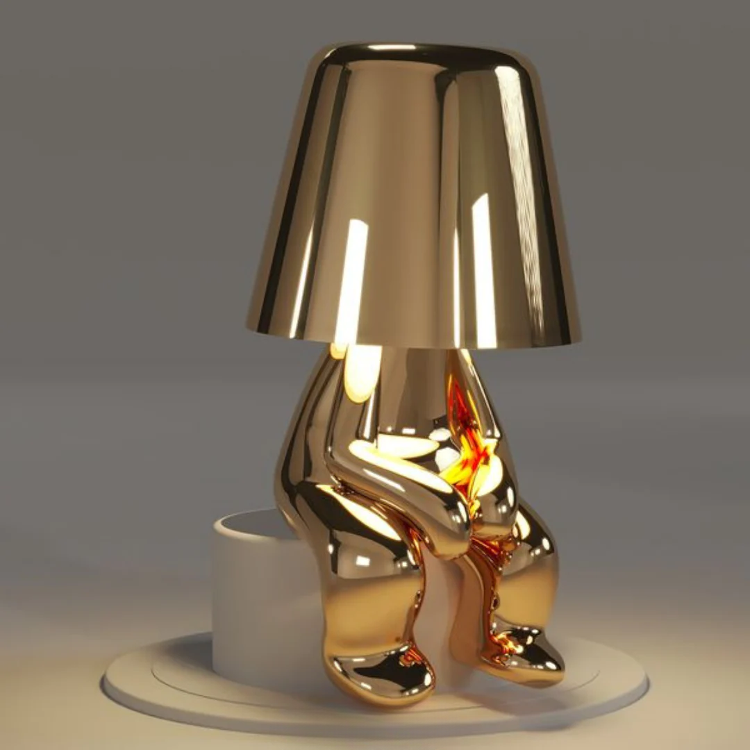 MEELANO Taavita Humanoid Lampe Til Stue Med Stil Og Charme Lys Guld Venter