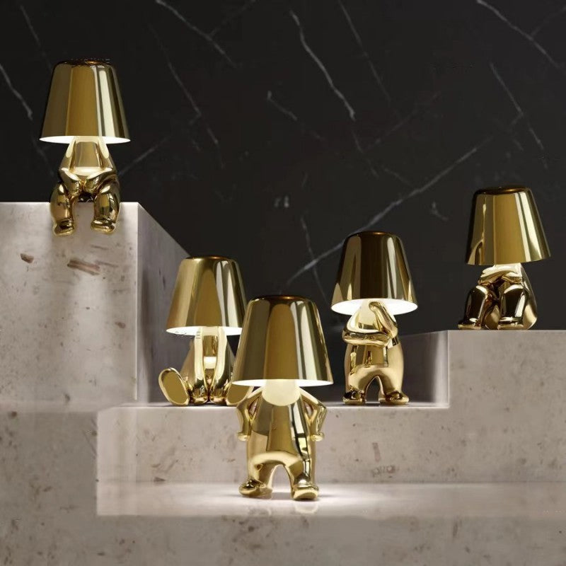 MEELANO Taavita Humanoid Lampe Til Stue Med Stil Og Charme Lys Guld Komplet sæt med 5