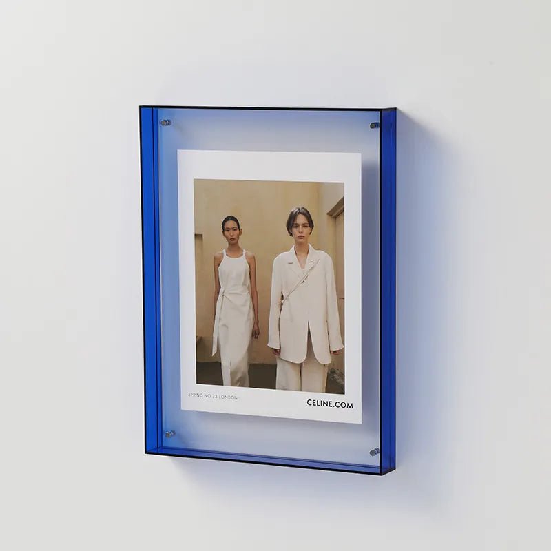 MEELANO Modern Style Transparent Akryl Billedramme – Minimalistisk Elegance til Hjem og Kontor Blå