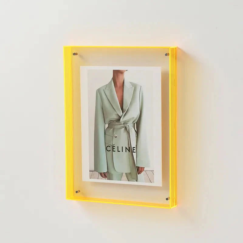 MEELANO Modern Style Transparent Akryl Billedramme – Minimalistisk Elegance til Hjem og Kontor Gul
