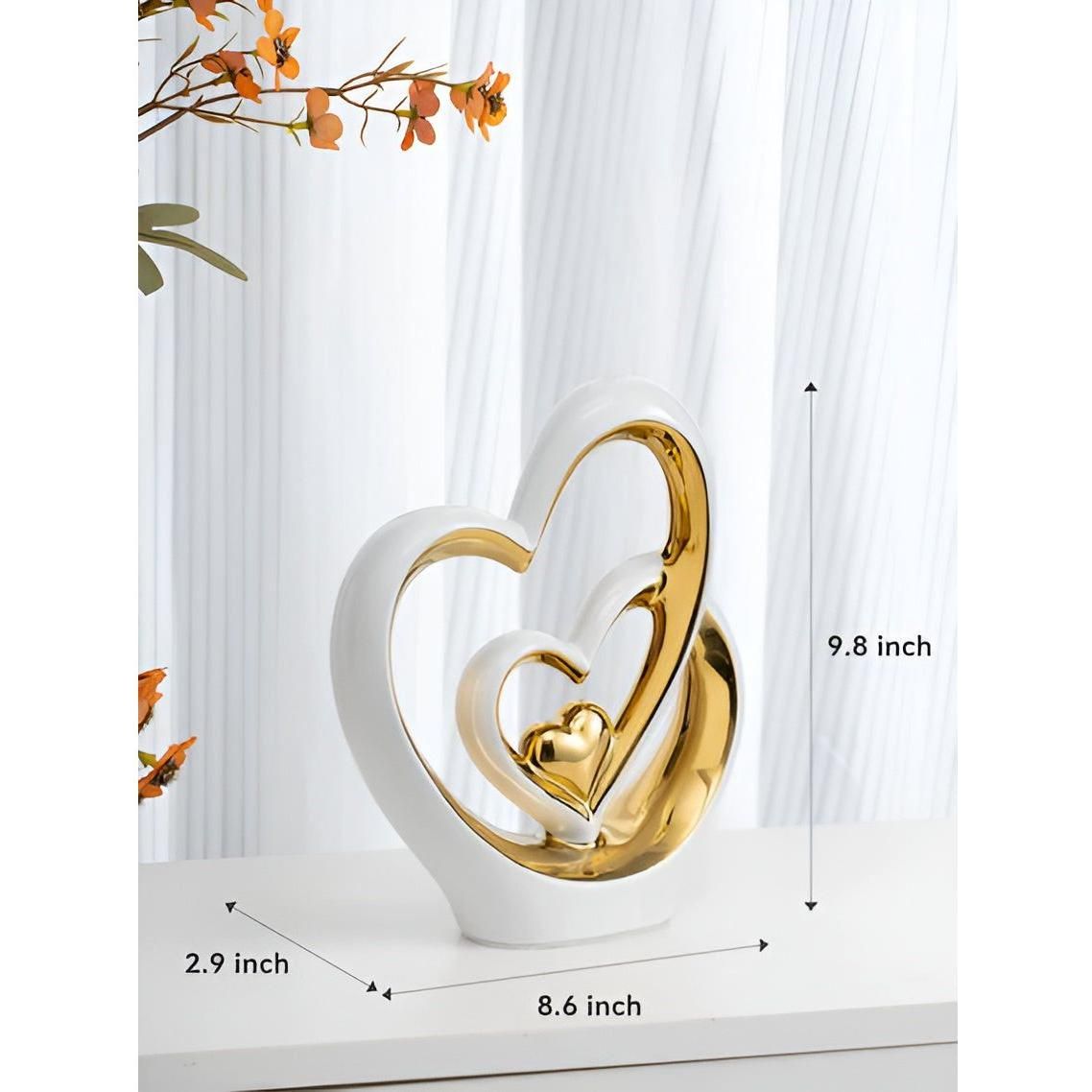 MEELANO Porcelæn Dobbelt Hjerte Dekoration Ornament – Symbol på Evig Kærlighed