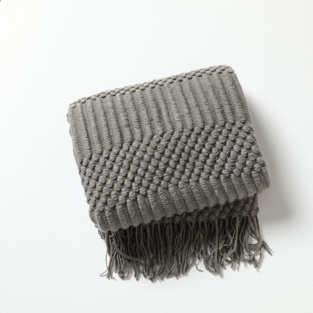 MEELANO Style Sofa Strikket Tæppe – Skandinavisk Elegance & Komfort Grå