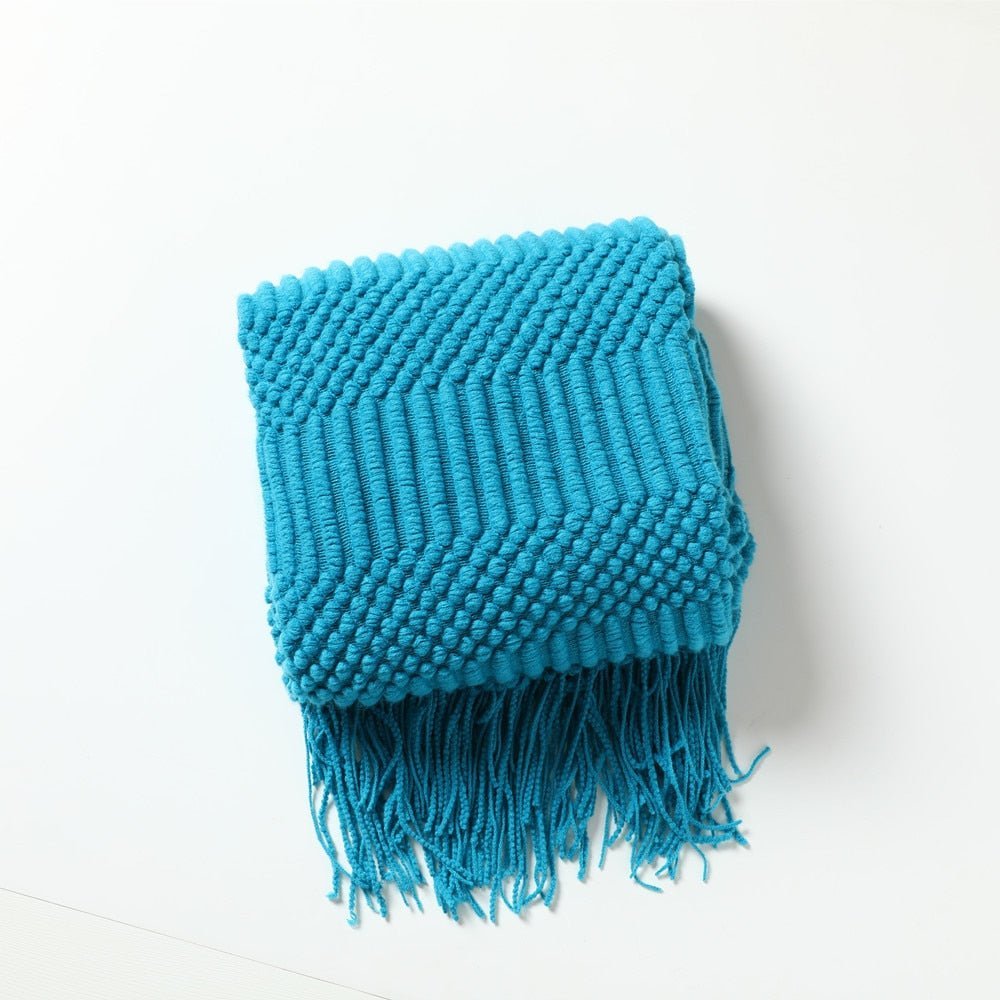 MEELANO Style Sofa Strikket Tæppe – Skandinavisk Elegance & Komfort Turkis