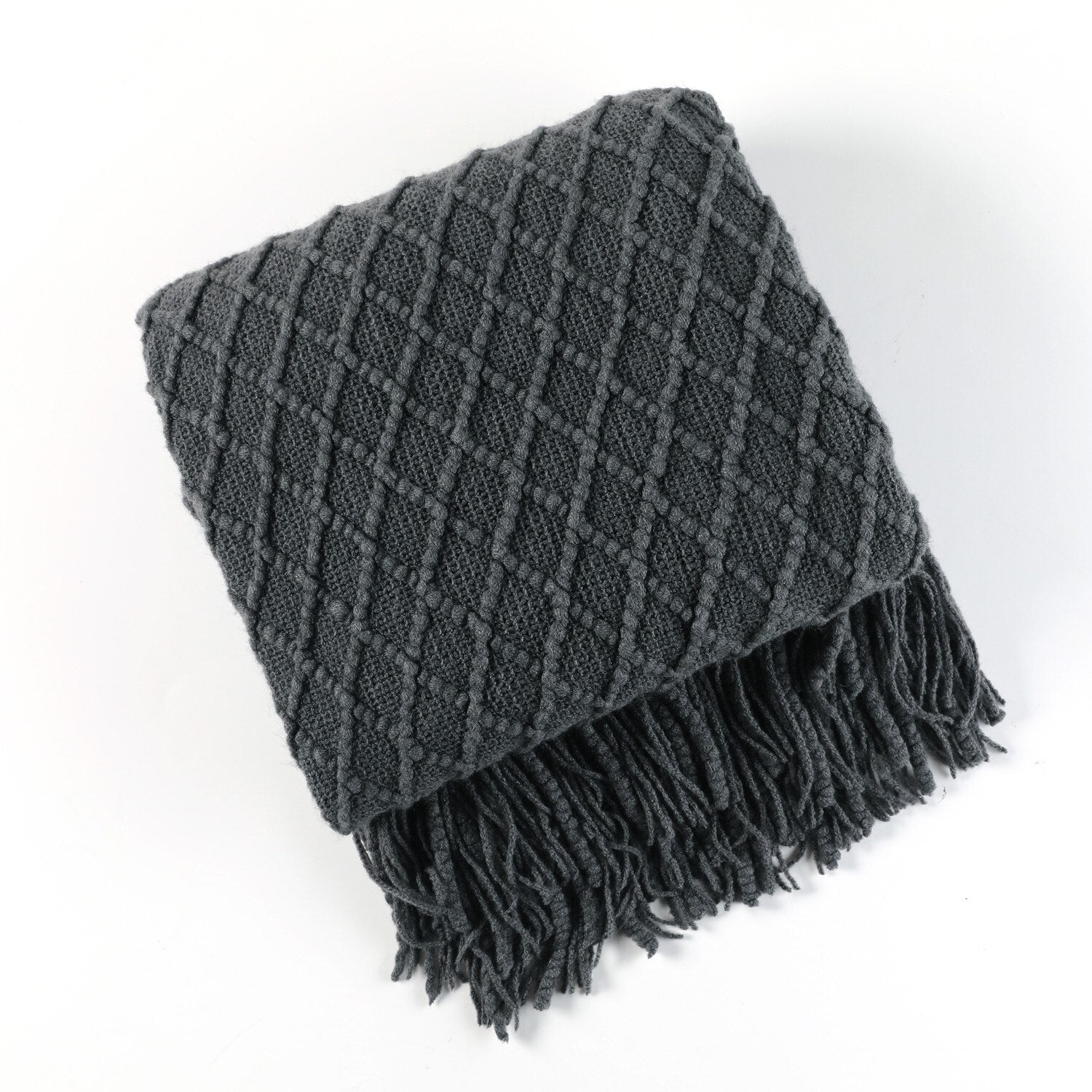 MEELANO Style Sofa Strikket Tæppe – Skandinavisk Elegance & Komfort Mørkegrå