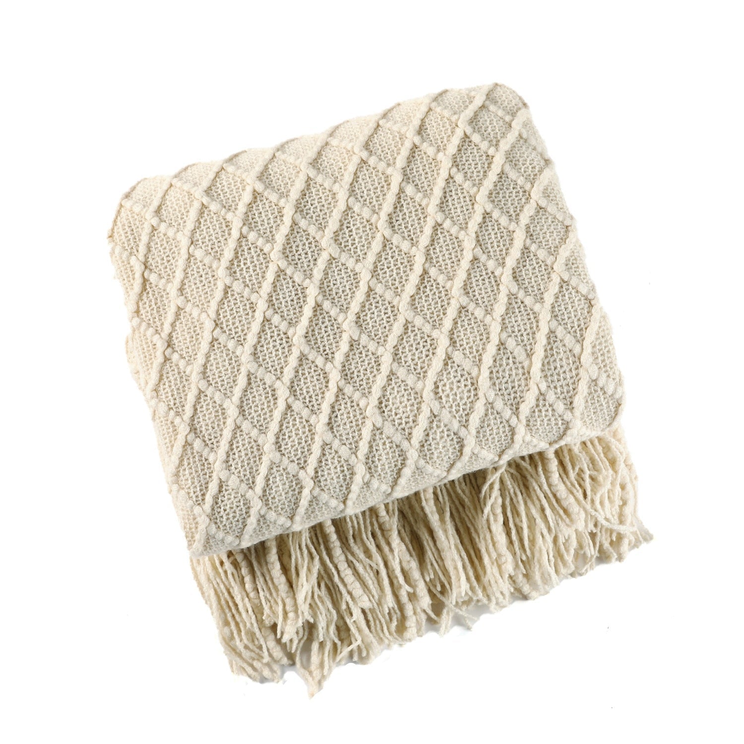 MEELANO Style Sofa Strikket Tæppe – Skandinavisk Elegance & Komfort Creme