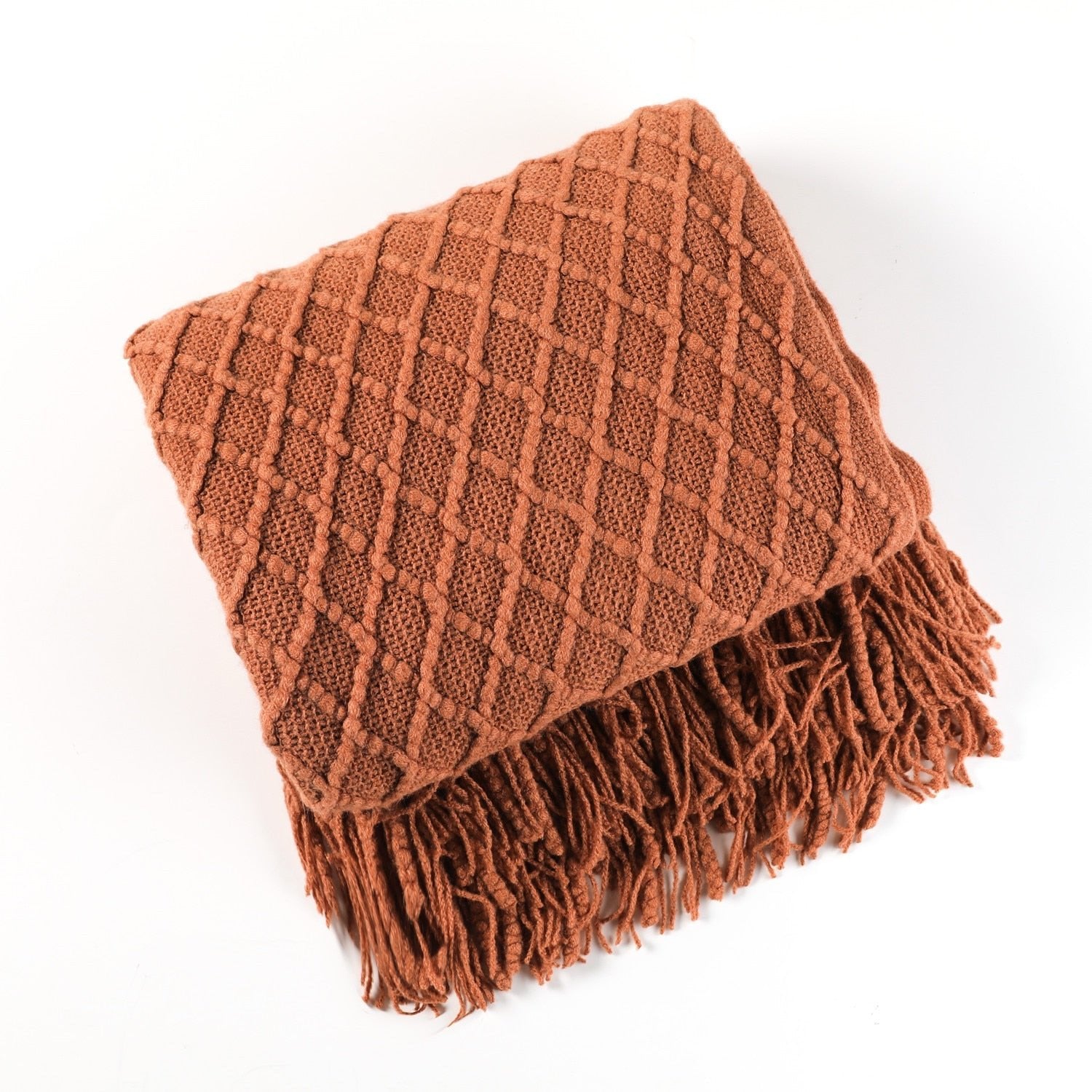 MEELANO Style Sofa Strikket Tæppe – Skandinavisk Elegance & Komfort Lysbrun