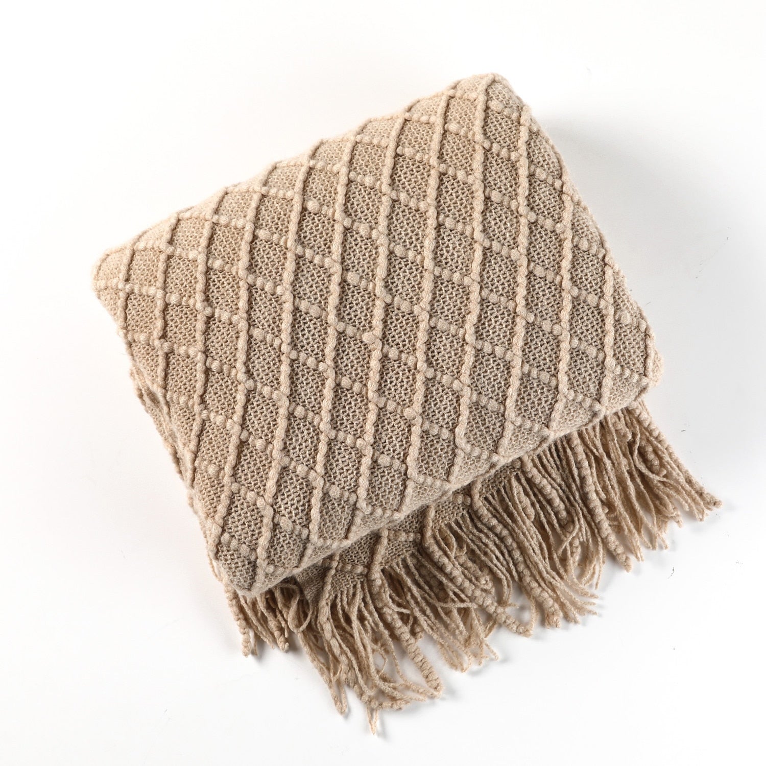 MEELANO Style Sofa Strikket Tæppe – Skandinavisk Elegance & Komfort Beige