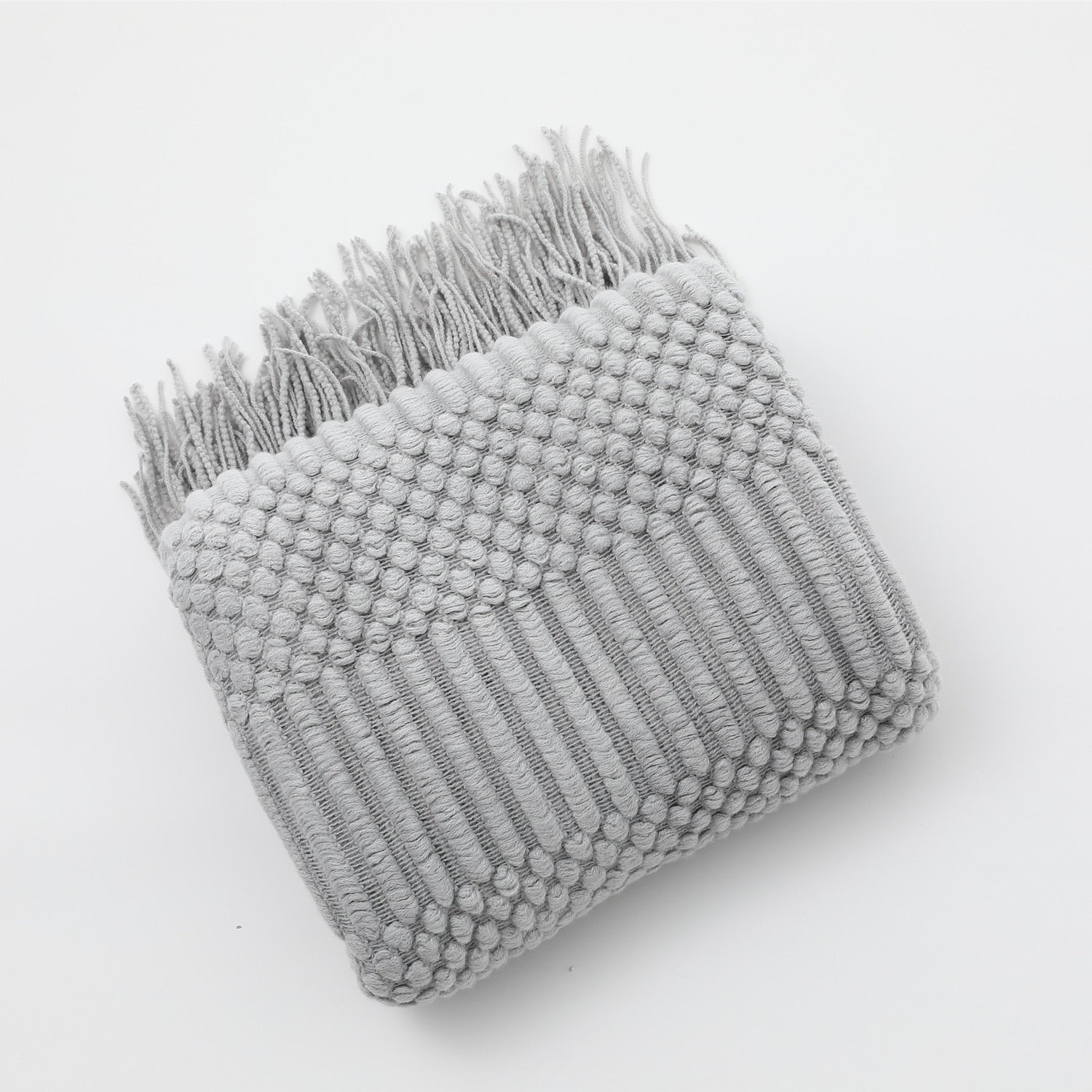 MEELANO Style Sofa Strikket Tæppe – Skandinavisk Elegance & Komfort Lysegrå