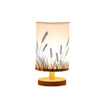 MEELANO Tabelampe Træ Stof USB LED Vintage Design blad design