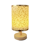 MEELANO Tabelampe Træ Stof USB LED Vintage Design Mosaik design