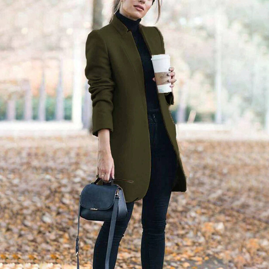 MEELANO Dame Trenchcoat Til Kvinder Casual Look Stilfuld Varmer Hverdag Grøn