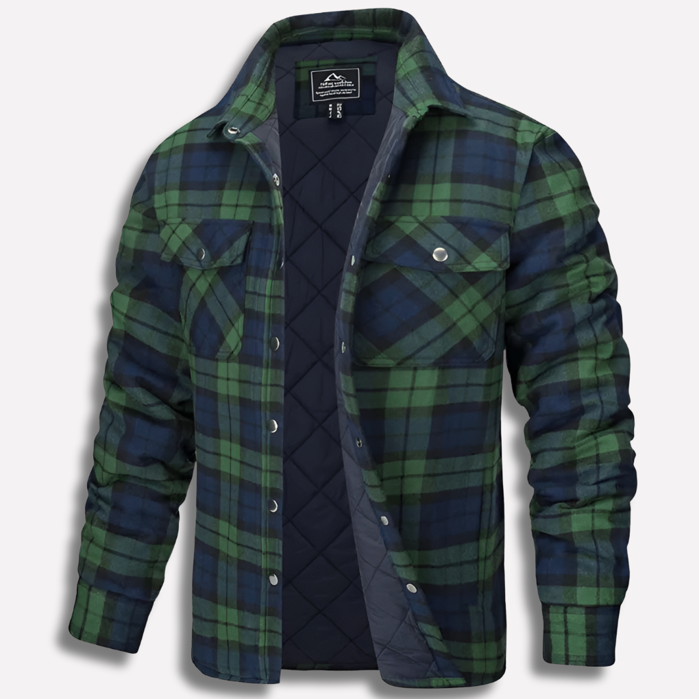 MEELANO Ternet Bomuldsflanelskjorte Lumberjack Stil Til Udendørs Lag-På-Lag Grøn