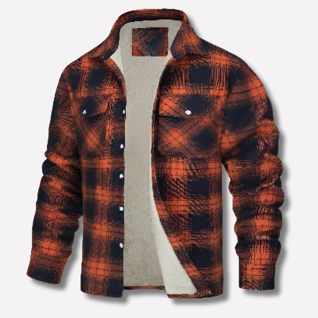 MEELANO Ternet Bomuldsflanelskjorte Lumberjack Stil Til Udendørs Lag-På-Lag Orange