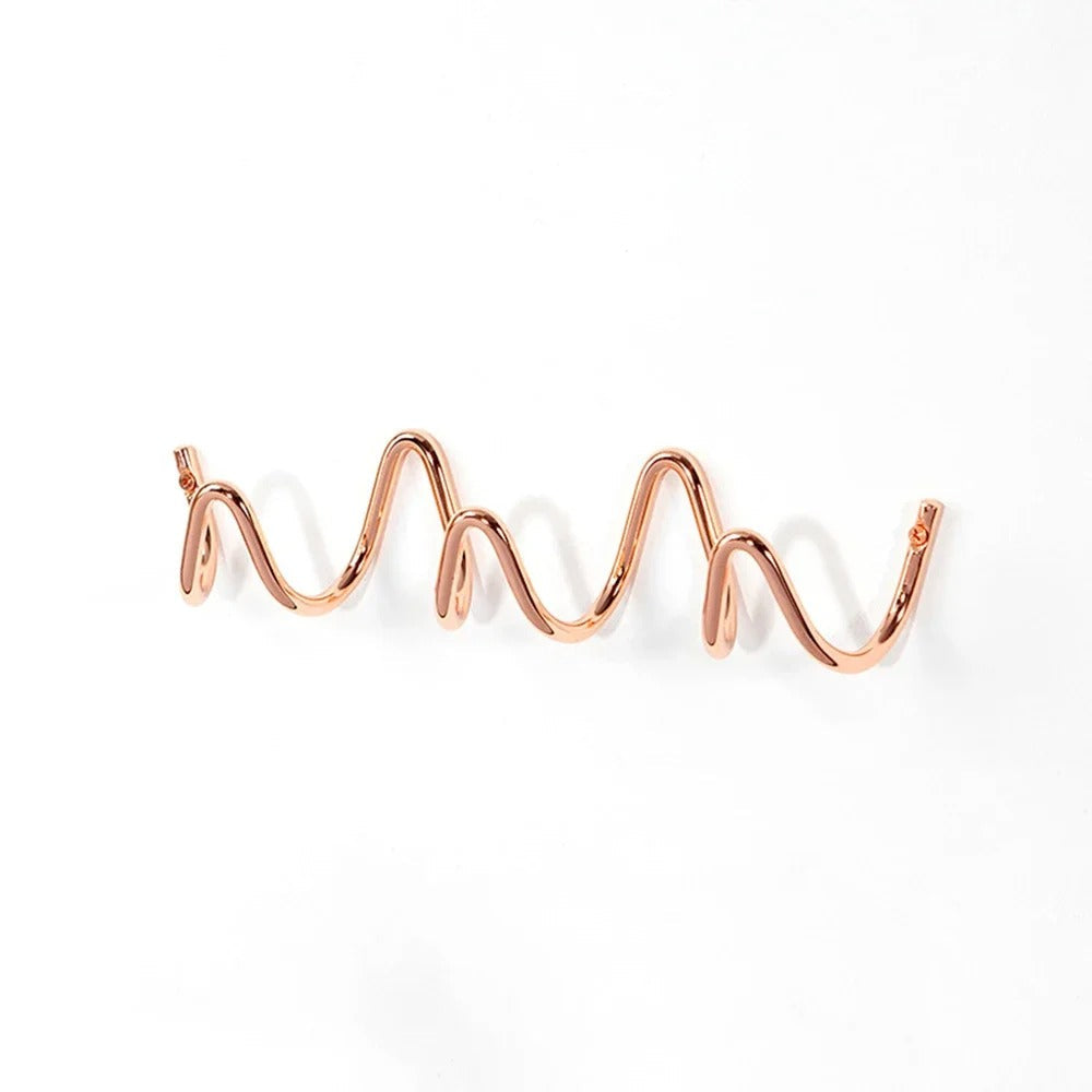 MEELANO Elegant smedejerns vægkrog i bølgeform – moderne og dekorativ opbevaringsløsning til entré, soveværelse eller garderobe Rosaguld