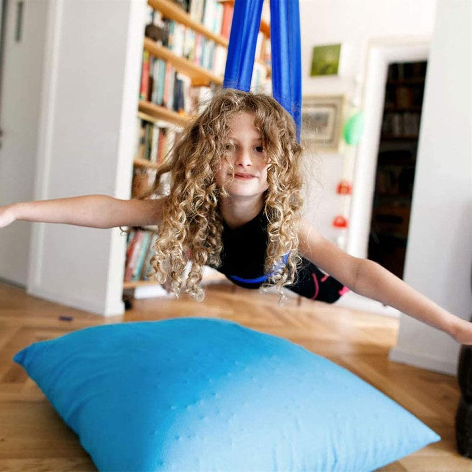 MEELANO TherapySwing – Sensorisk Gynge til Børn & Særlige Behov i Elastisk Stof Mørkeblå