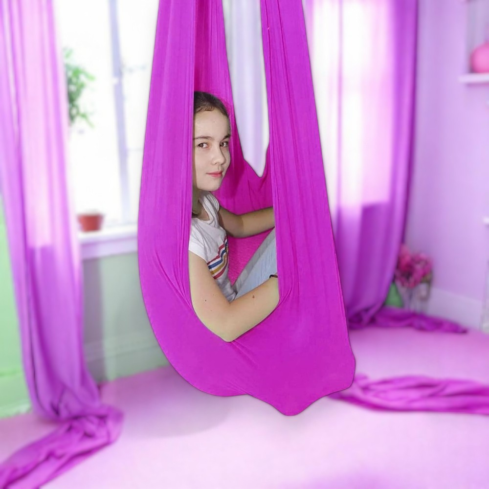 MEELANO TherapySwing – Sensorisk Gynge til Børn & Særlige Behov i Elastisk Stof Lilla