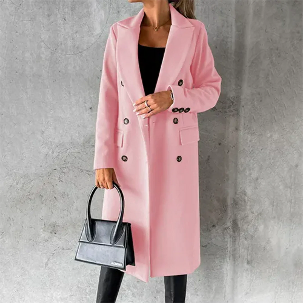 MEELANO Chāme | Dame Trenchcoat – Varm Vinter-Isolering, Elegant Lang Snit & Tidløs Silhuet lyserød
