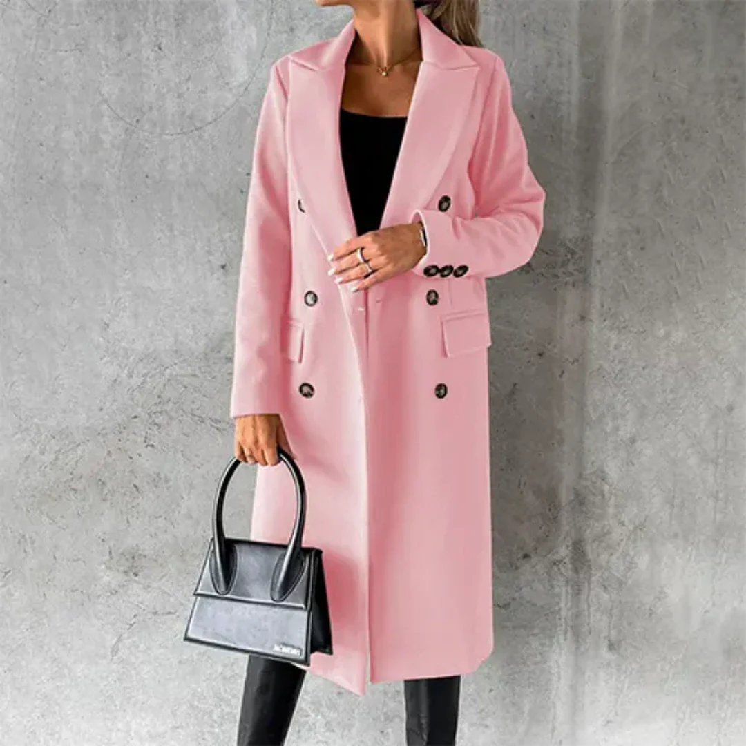 MEELANO Chāme | Dame Trenchcoat – Varm Vinter-Isolering, Elegant Lang Snit & Tidløs Silhuet lyserød