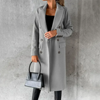 MEELANO Chāme | Dame Trenchcoat – Varm Vinter-Isolering, Elegant Lang Snit & Tidløs Silhuet grå
