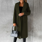 MEELANO Chāme | Dame Trenchcoat – Varm Vinter-Isolering, Elegant Lang Snit & Tidløs Silhuet militærgrøn