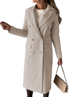 MEELANO Chāme | Dame Trenchcoat – Varm Vinter-Isolering, Elegant Lang Snit & Tidløs Silhuet beige